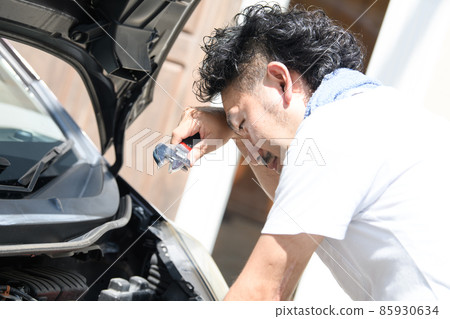 Image of a man repairing a car 85930634