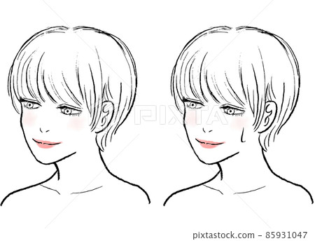 A short-haired woman who sweats in the sauna and opens her eyes. The woman is facing down. A short-haired woman who sweats in the sauna and opens her eyes. The woman is facing down. 85931047