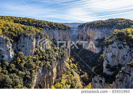 Foz de Arbayun canyon of Salazar River of the Pyrenees in Spain Foz de Arbayun canyon of Salazar River of the Pyrenees in Spain 85931993