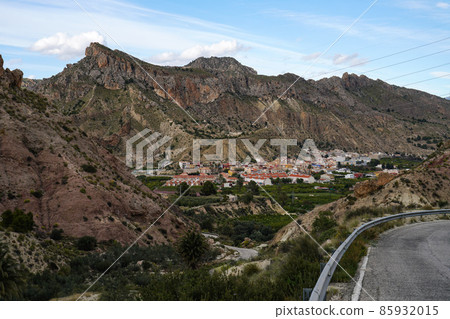Landscape view of Villanueva del Rio Segura in Valley of Ricote, Murcia Spain 85932015