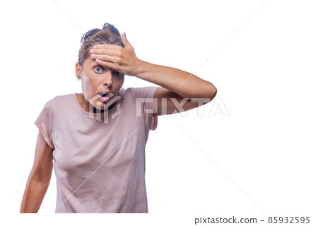 adult woman with an expression of having made a mistake 85932595