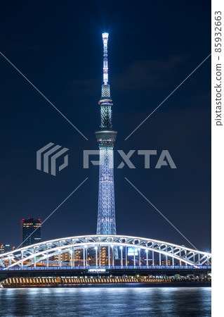 Illumination of "Tokyo" Sky Tree and Shirahige Bridge Illumination of "Tokyo" Sky Tree and Shirahige Bridge 85932663