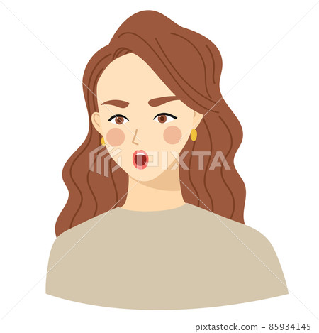 Vector illustration of a wave-haired female with an angry look 85934145