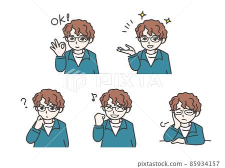 Illustration set of young men showing various facial expressions_B03 Illustration set of young men showing various facial expressions_B03 85934157