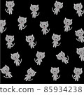 Multiple cute gray cat pattern on black background. 85934238