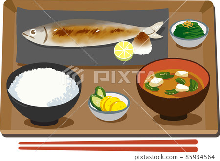 Grilled saury set meal 85934564