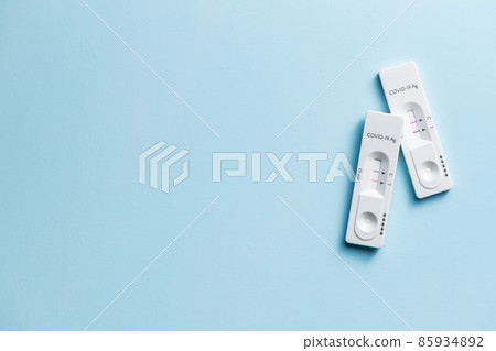 Positive Covid-19 antigen test. Coronavirus antigen rapid test. 85934892