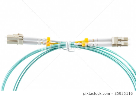 Duplex fiber optical patchcord cable type LC on white background 85935116