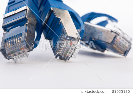Ethernet patch cord cables macro view Ethernet patch cord cables macro view 85935120