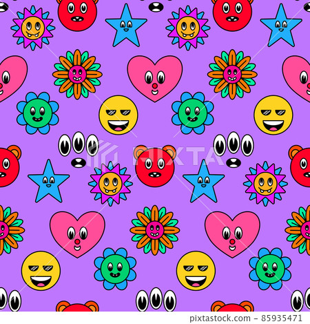 Hand Drawn Trendy Cartoon Vector Seamless Pattern Design 85935471