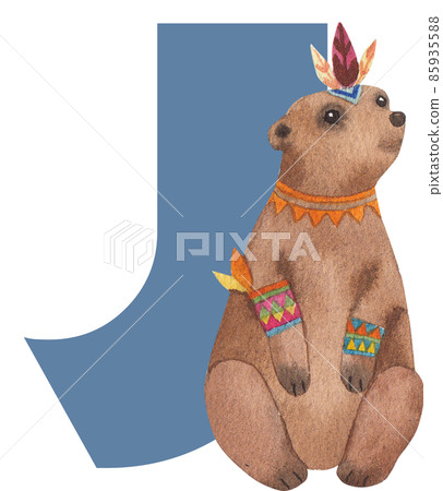 Funny tribal animals. Woodland baby animal, cute wild forest fox and jungle tribals zoo isolated cartoon watercolor character set 85935588