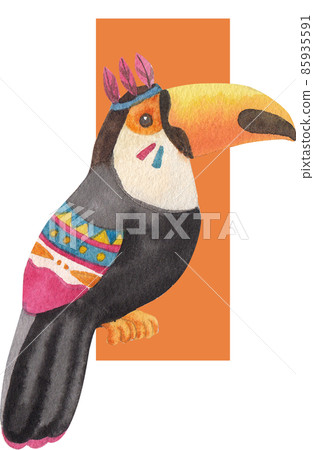 Funny tribal animals. Woodland baby animal, cute wild forest fox and jungle tribals zoo isolated cartoon watercolor character set 85935591