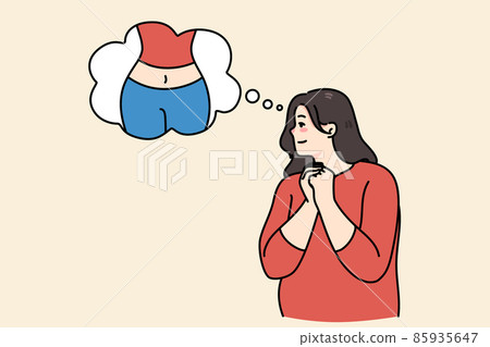 Fat woman dream of thin slim body  85935647