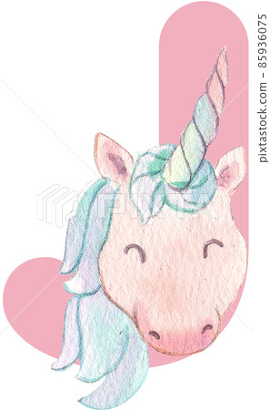 Alphabet A-Z isolated cute watercolor unicorn and stars clipart. Nursery unicorns illustration. Princess unicorns poster. Trendy pink cartoon horse. 85936075