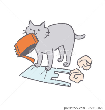 Cat holding garbage Cat holding garbage 85936468