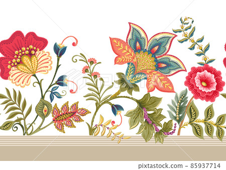 Fantasy flowers in retro, vintage, jacobean embroidery style. Fantasy flowers in retro, vintage, jacobean embroidery style. 85937714