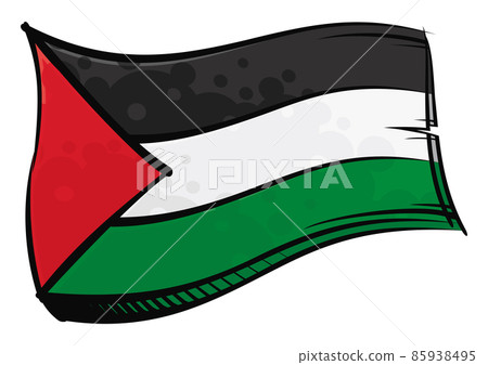 Painted Palestine flag waving in wind Painted Palestine flag waving in wind 85938495