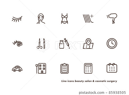 Cosmetic surgery and beauty icon set 85938505