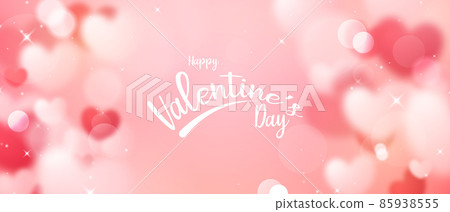 Happy Valentine's Day Vector background design with blurred hearts with beautiful bokeh lights. 85938555