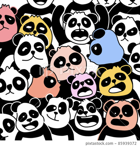 pattern with panda. Cute panda face. Doodle cartoon wallpaper. illustration. pattern with panda. Cute panda face. Doodle cartoon wallpaper. illustration. 85939372