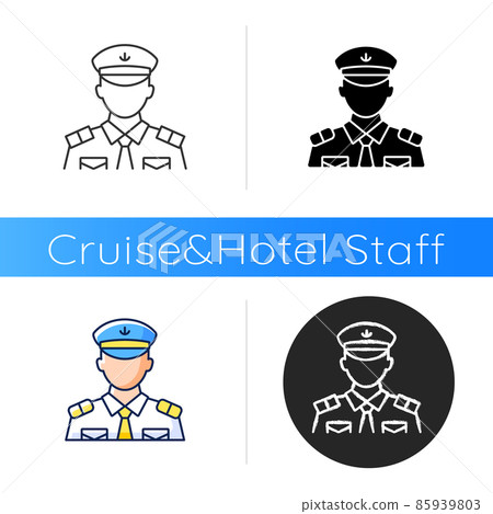 Male Chief Officer Icon. Helping Captain... - Stock Illustration ...