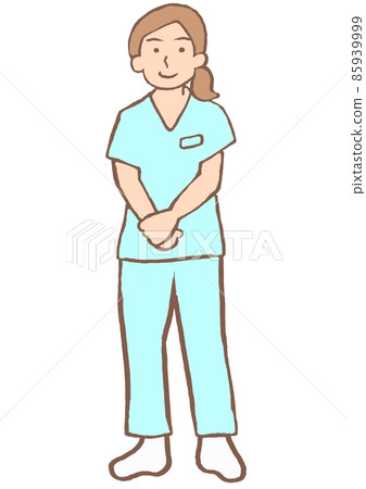 精神科護士,雙手放在前面,棕色頭髮的年輕女子 精神科護士,雙手放在前面,棕色頭髮的年輕女子 85939999