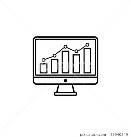 Seo monitoring line icon, seo and development, Chart on monitor sign, a linear pattern on a white background, eps 10. 85940249