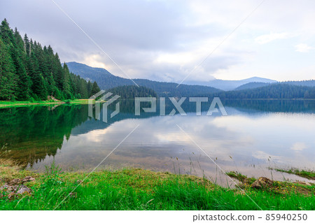 Landscape view of black lake or Crno jezero in Durmitor nature park, Montenegro 85940250
