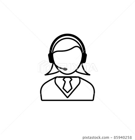Online consulting line icon, seo and development, female operator sign, a linear pattern on a white background, eps 10. 85940258