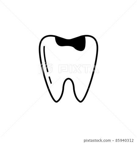 Caries tooth line icon, Dental and medicine,... - Stock Illustration ...