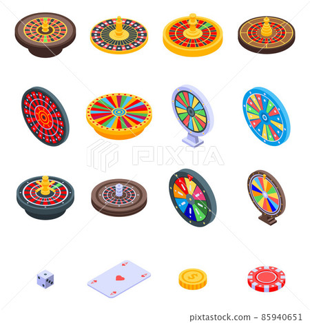 Roulette icons set, isometric style 85940651