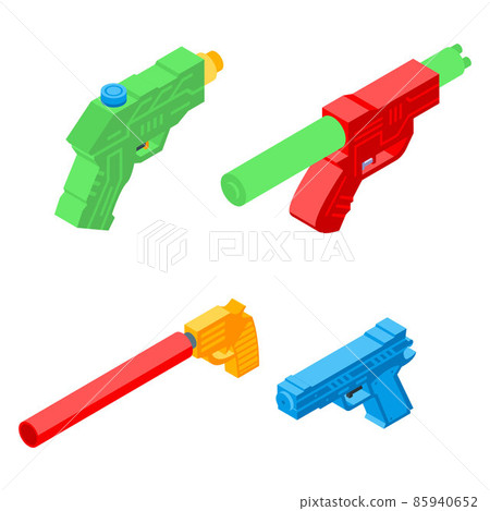 Squirt gun icons set, isometric style 85940652