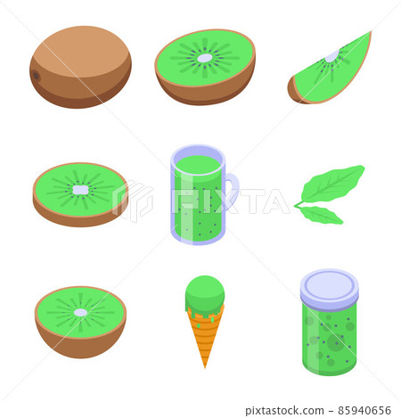 Kiwi icons set, isometric style Kiwi icons set, isometric style 85940656