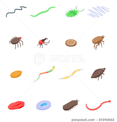 Parasite icons set, isometric style 85940668