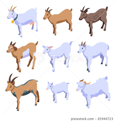 Goat icons set, isometric style 85940723