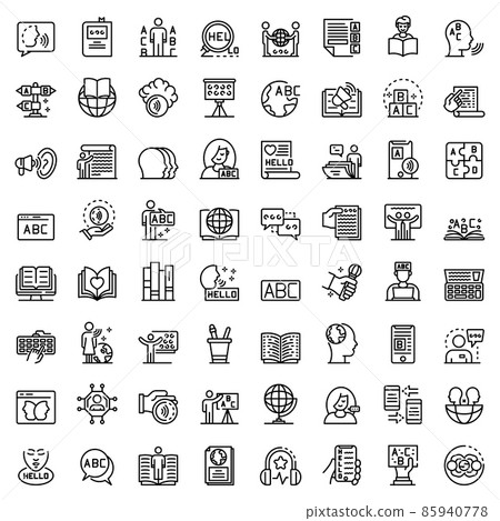 Linguist icons set, outline style 85940778