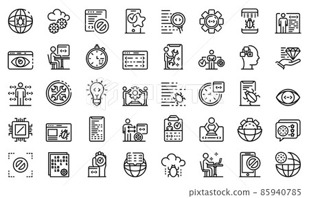 Testing software icons set, outline style 85940785