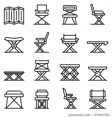 Folding furniture icons set, outline style 85940794