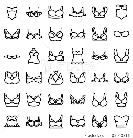 Bra icons set, outline style 85940816