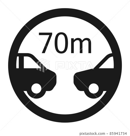 Minimum distance 70m line icon, Traffic and road sign, vector graphics, a solid pattern on a white background, eps 10. Minimum distance 70m line icon, Traffic and road sign, vector graphics, a solid pattern on a white background, eps 10. 85941734