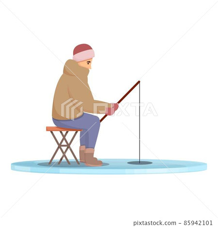 ice fishing winter season line icon vector illustration Stock