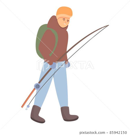 Winter fishing icon cartoon vector. Ice fish 85942150