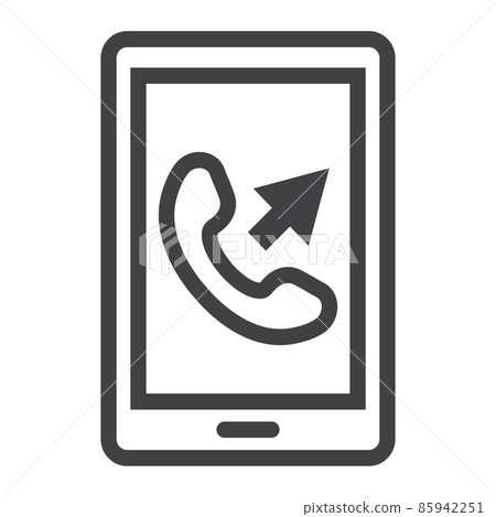 Outgoing call line icon, Contact us and website button, vector graphics, a linear pattern on a white background, eps 10. Outgoing call line icon, Contact us and website button, vector graphics, a linear pattern on a white background, eps 10. 85942251