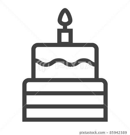 Birthday cake line icon, sweet and holiday, vector graphics, a linear pattern on a white background, eps 10. Birthday cake line icon, sweet and holiday, vector graphics, a linear pattern on a white background, eps 10. 85942389