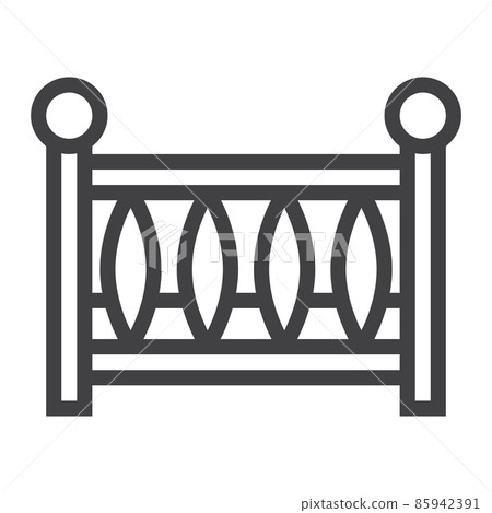 Baby crib line icon, baby cot and bed, vector graphics, a linear pattern on a white background, eps 10. 85942391