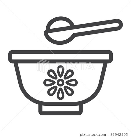 Baby bowl line icon, baby food and nutrition, vector graphics, a linear pattern on a white background, eps 10. 85942395