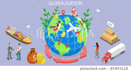 3D Isometric Flat Vector Conceptual Illustration of International Trade, Globalization 85943128