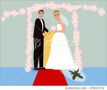 Sad fiancee with dirty dress, cartoon style. Illustration of difficult wedding situation. Wedding character in cartoon hand drawn style Sad fiancee with dirty dress, cartoon style. Illustration of difficult wedding situation. Wedding character in cartoon hand drawn style 85943152