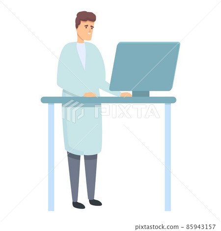 Lab computer research icon cartoon vector. Biology expert 85943157