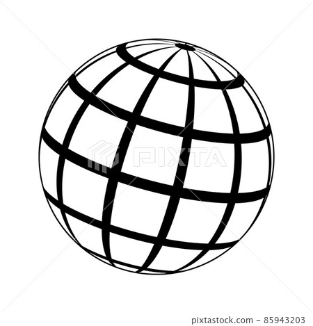 Ball with lines, model planet Earth with meridian and longitude, 3D sphere 85943203